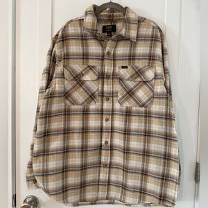 Lee original flannel plaid button up. Beige and Brown. Medium and large avail